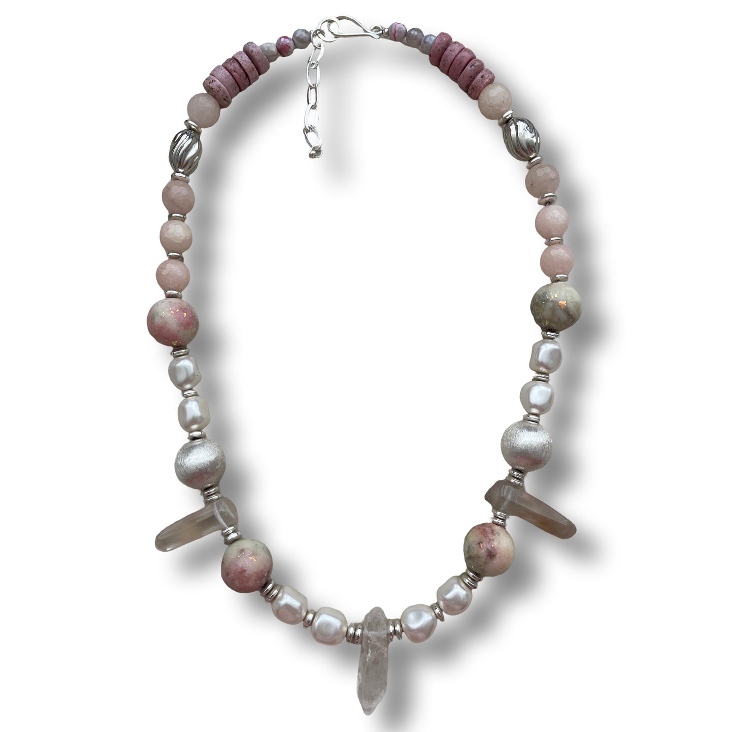 Rose White Quartz Necklace