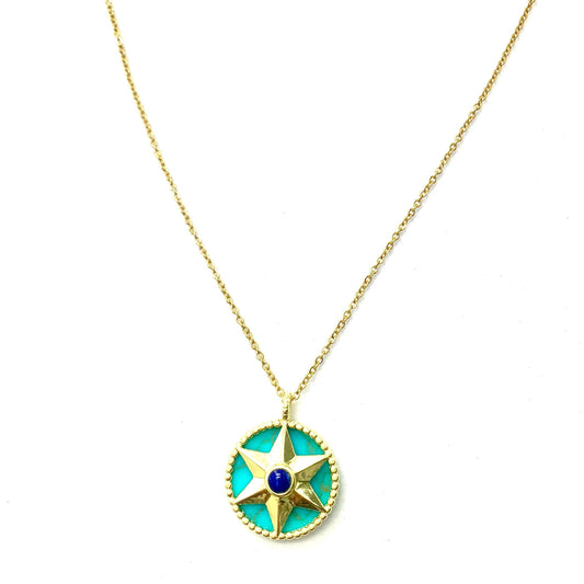 Compass Natural Stone Necklace