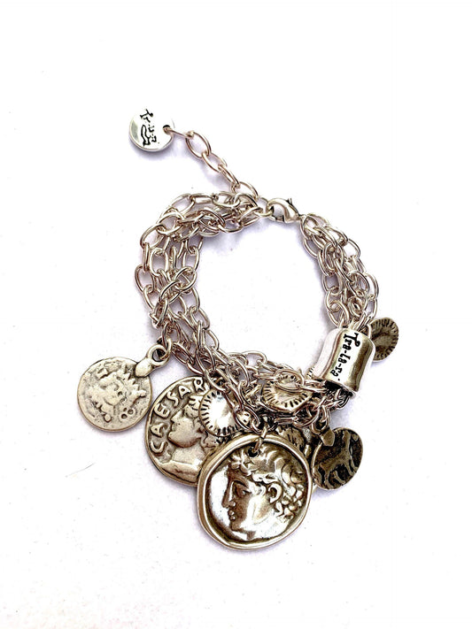 Tra-La-Rá Multi-Coins Silver Chains Bracelet