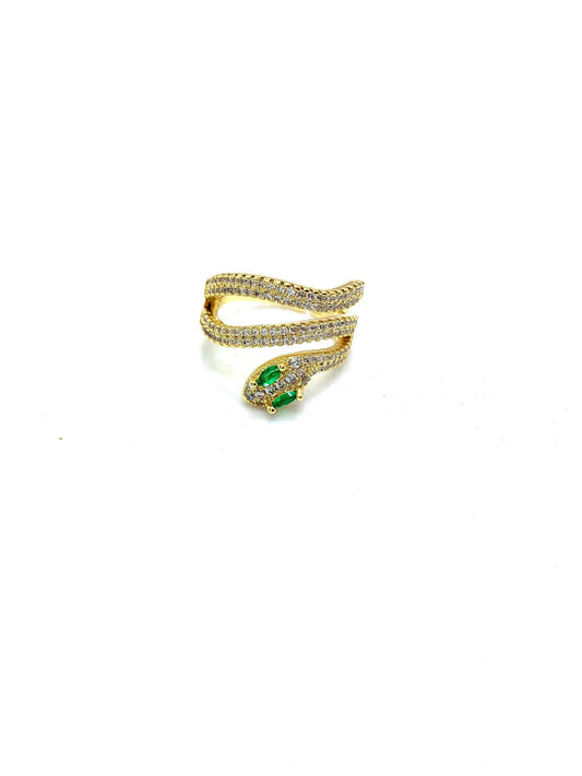 Green Eyed Snake Ring