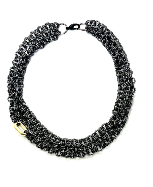 Textured Charcoal Triple Necklace