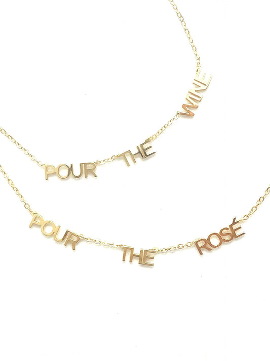 “Pour The Wine | Rosé” Gold Filled Necklace