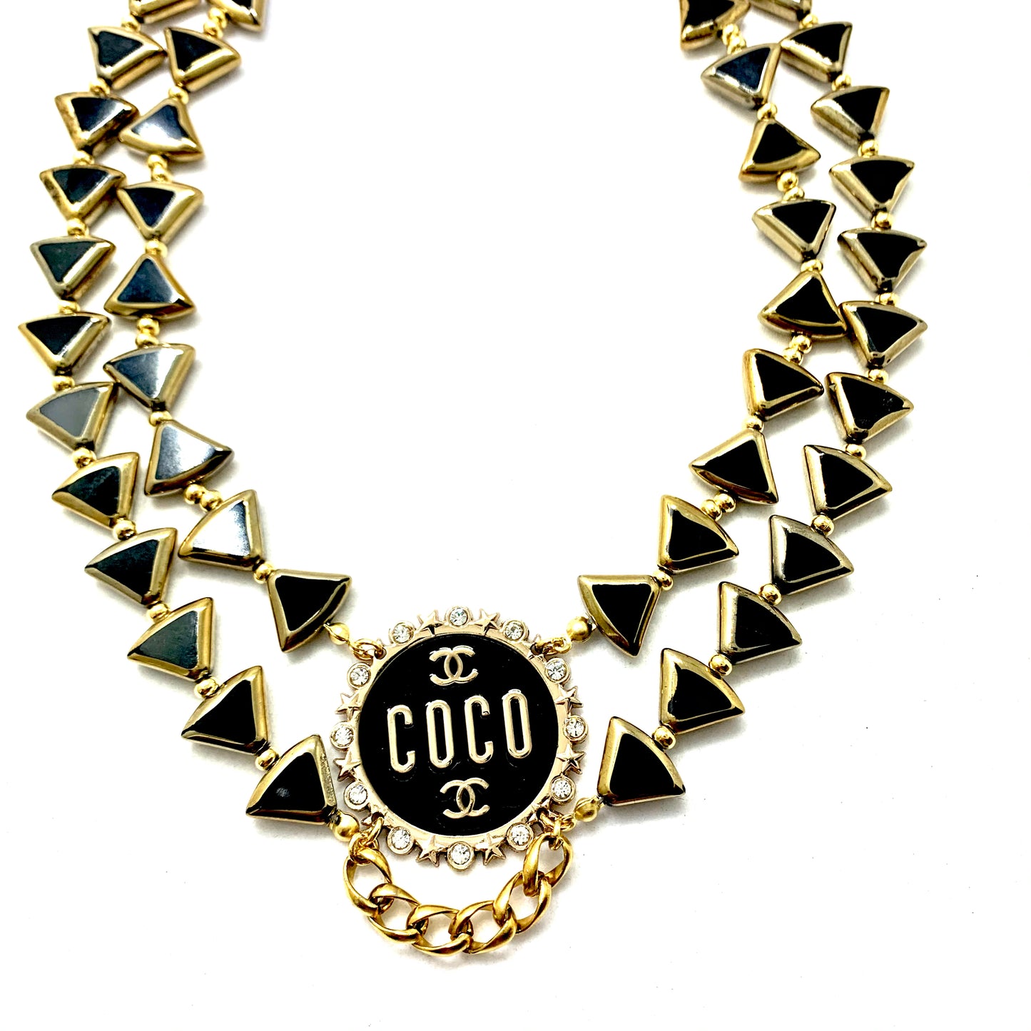 Vintage CC Plaque Re-Worked Necklace