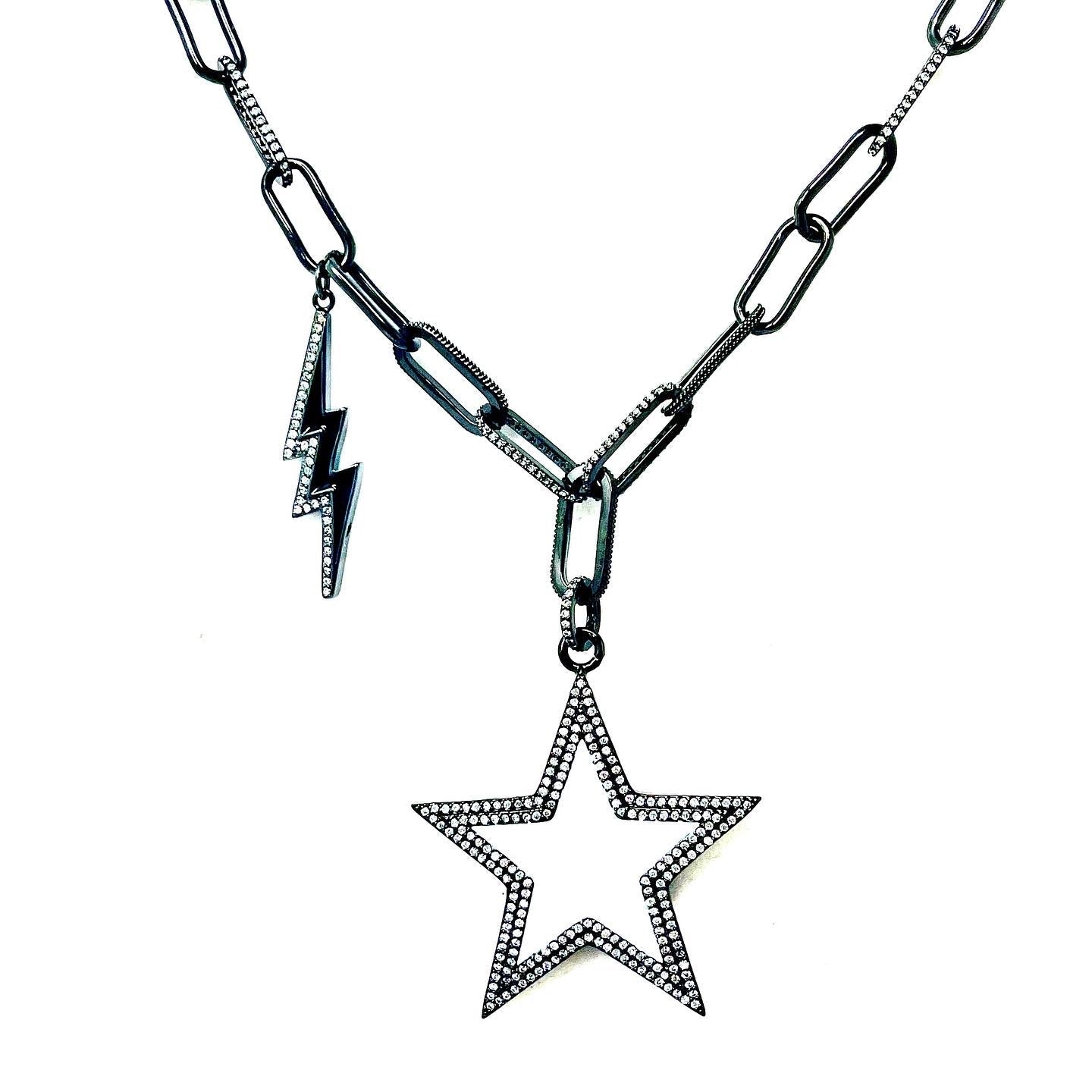 Black Plated Zirconia Star Necklace