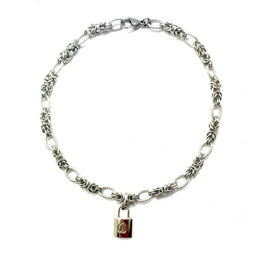 Vintage LV Lock Silver Re-Worked Necklace