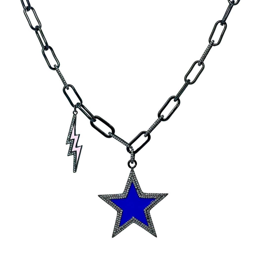 Black Plated Zirconia Star Necklace