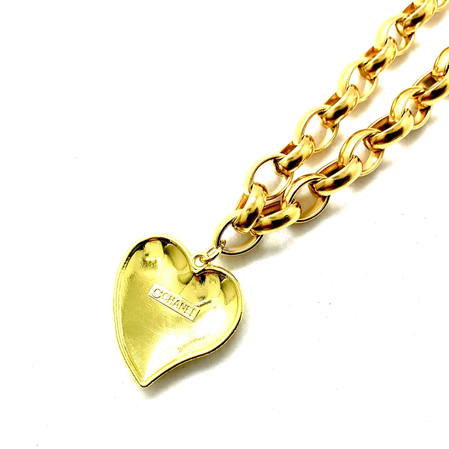 Vintage CC Irregular Heart Re-Worked Necklace