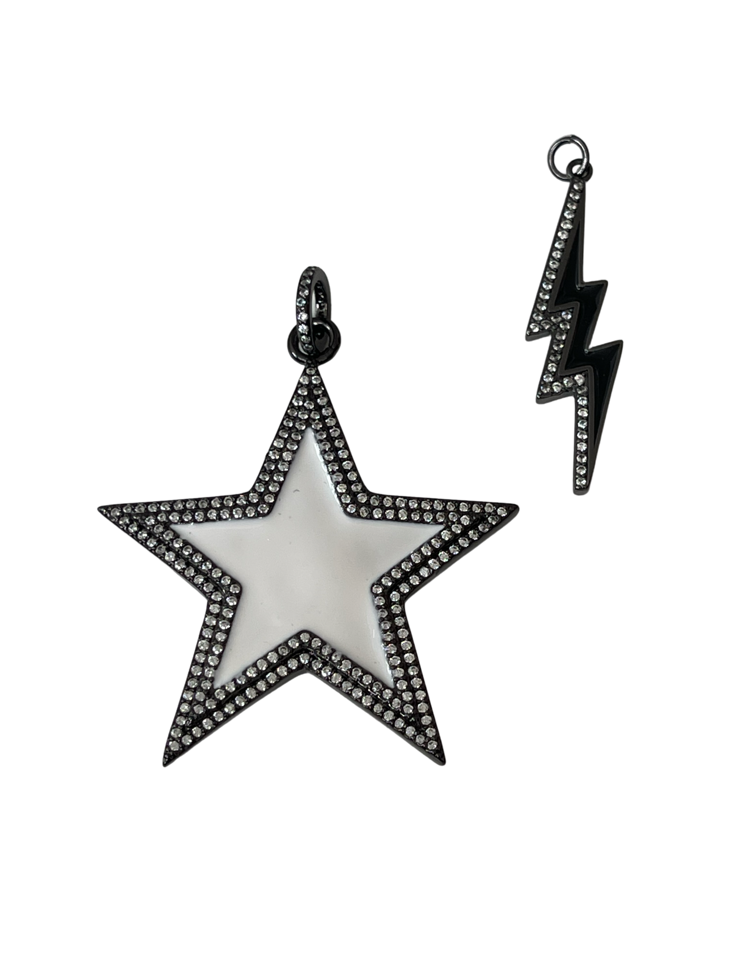 Black Plated Zirconia Star Layering Necklace
