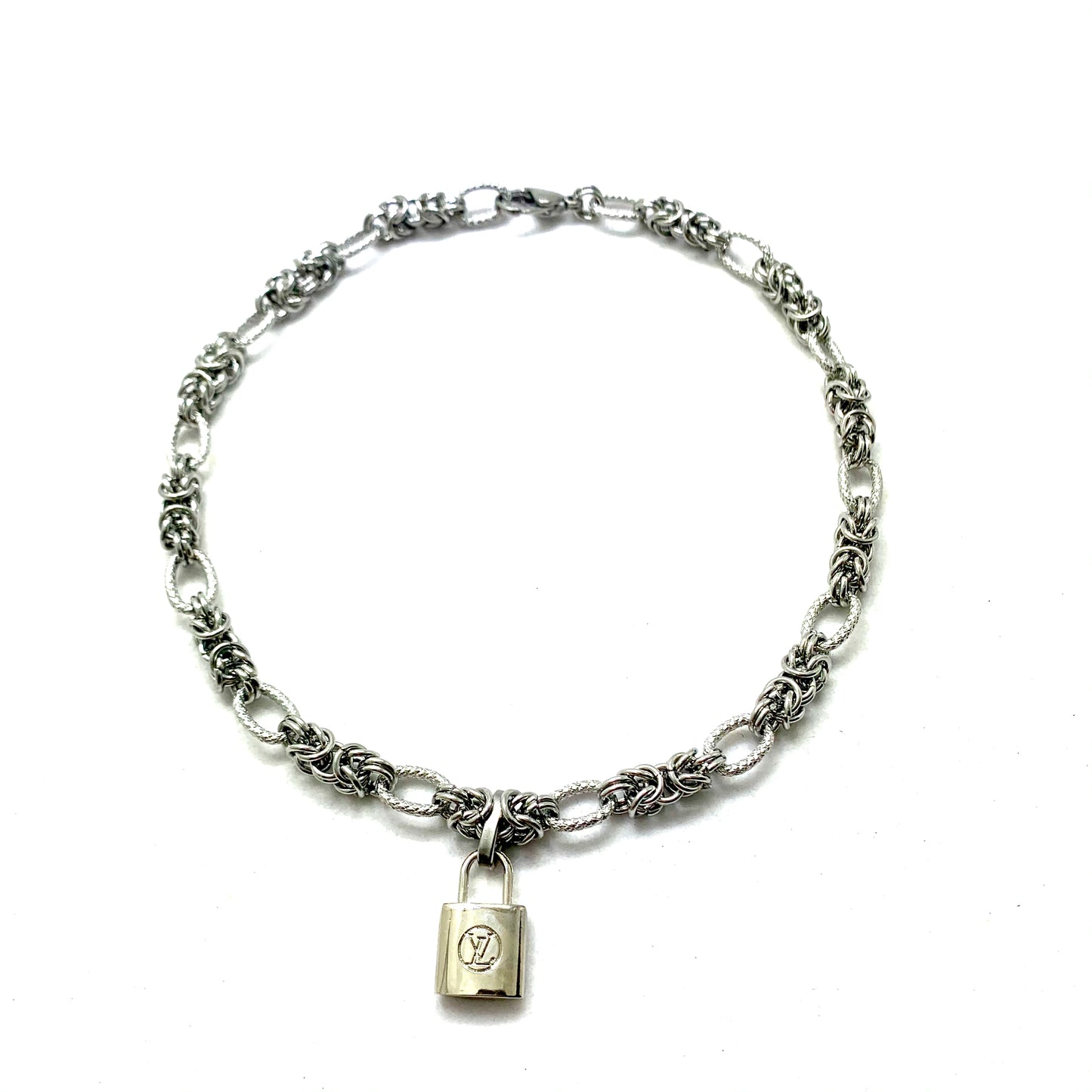 Vintage LV Lock Silver Re-Worked Necklace