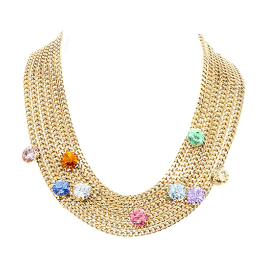 TOVA Kimberly Necklace in Antique Gold and Pastel